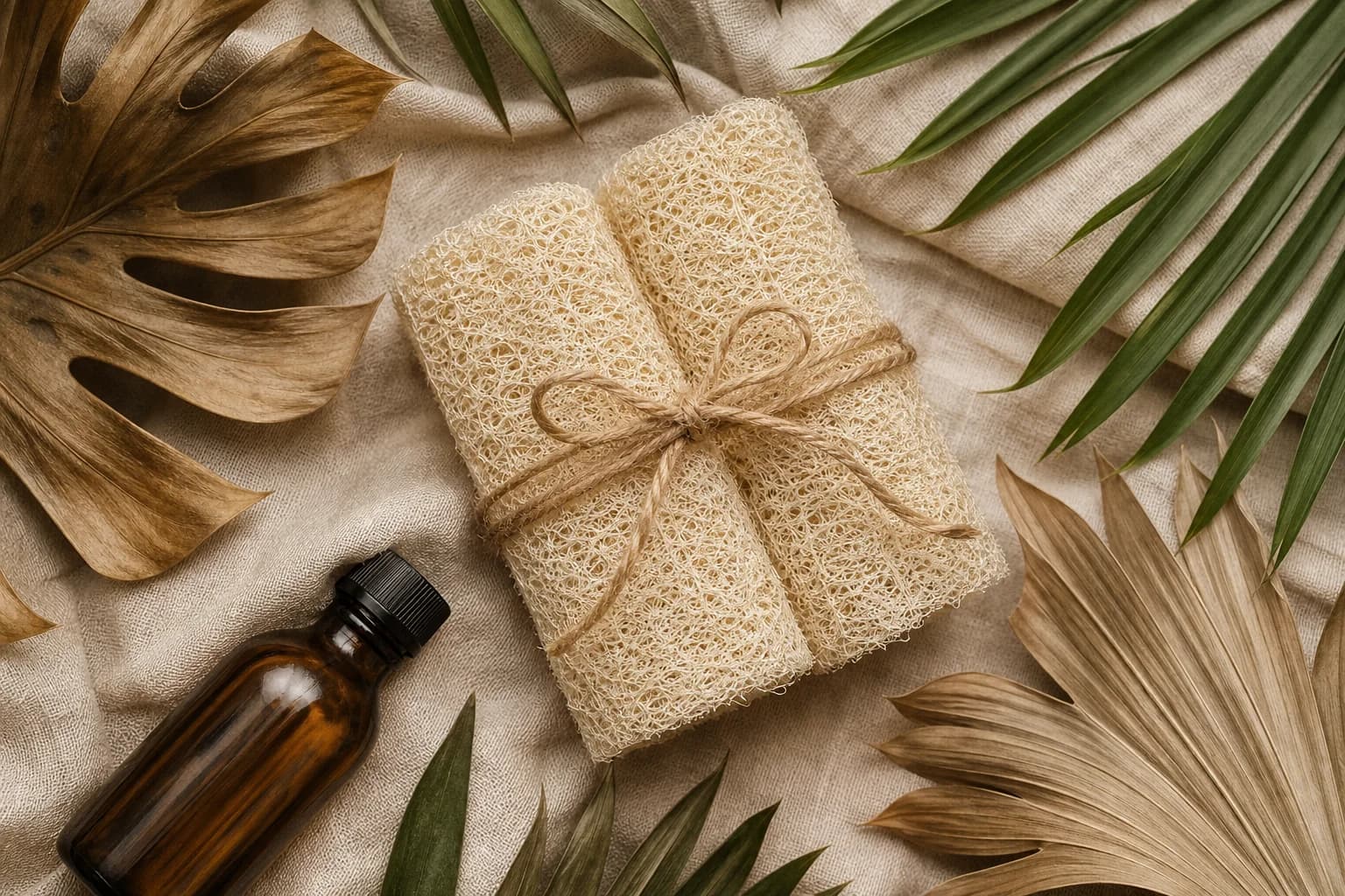 Selvah loofah 2-pack wrapped as a natural gift